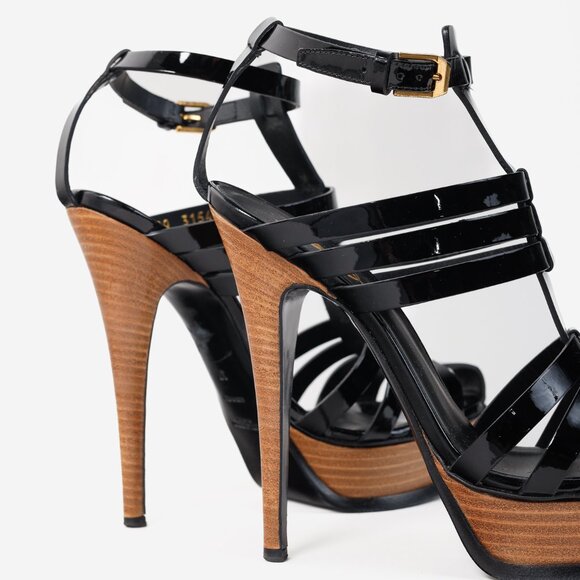 Saint Laurent Tribute Black Patent Leather Platform Sandals - Picture 9 of 11